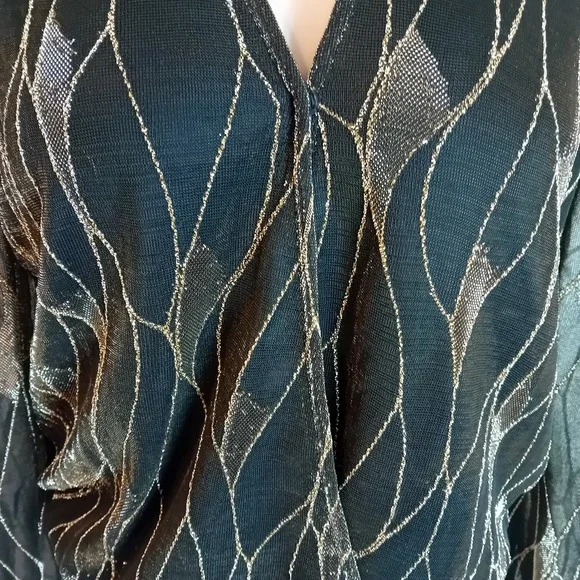 Autres Filles Sheer Arms Blouse Gold Metallic Sparkle Party Special Occasion XS - Picture 7 of 16